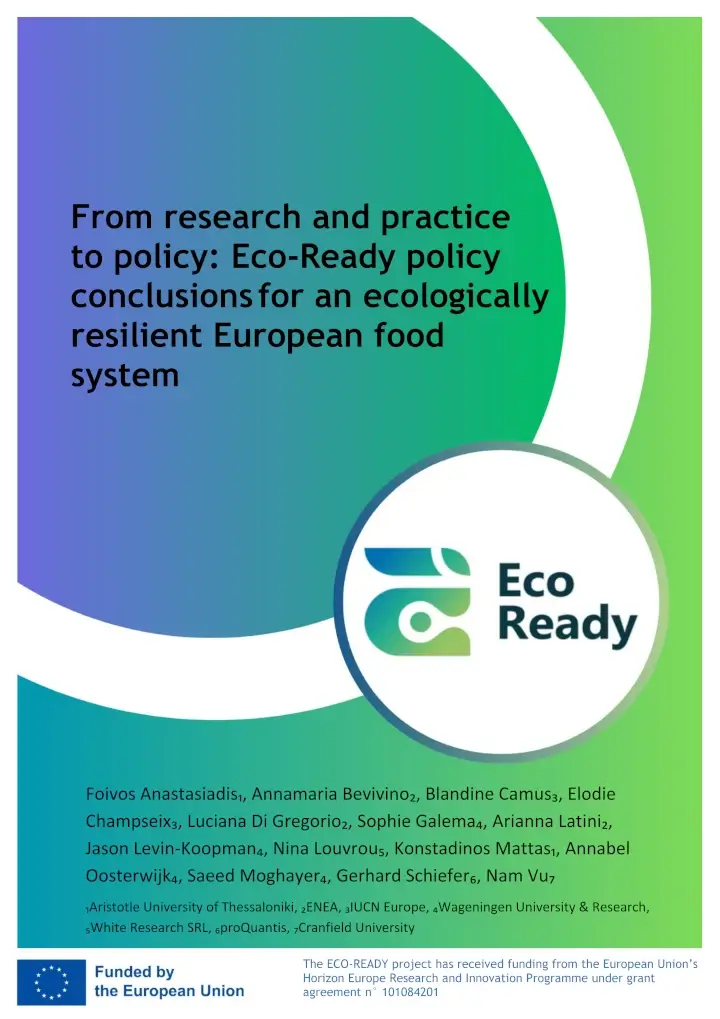 From research and practice to policy: Eco-Ready policy conclusions for an ecologically resilient European food system cover