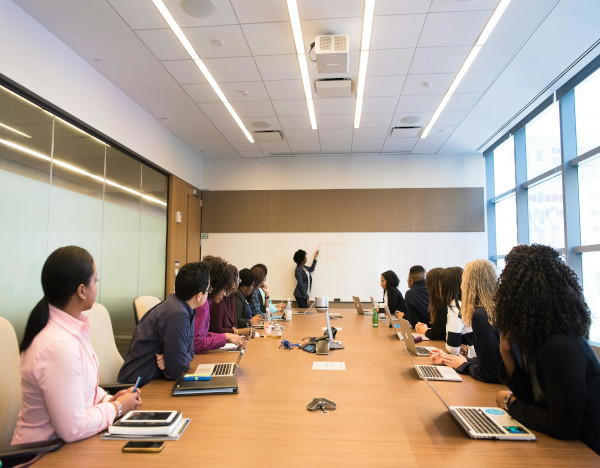 conference room with people