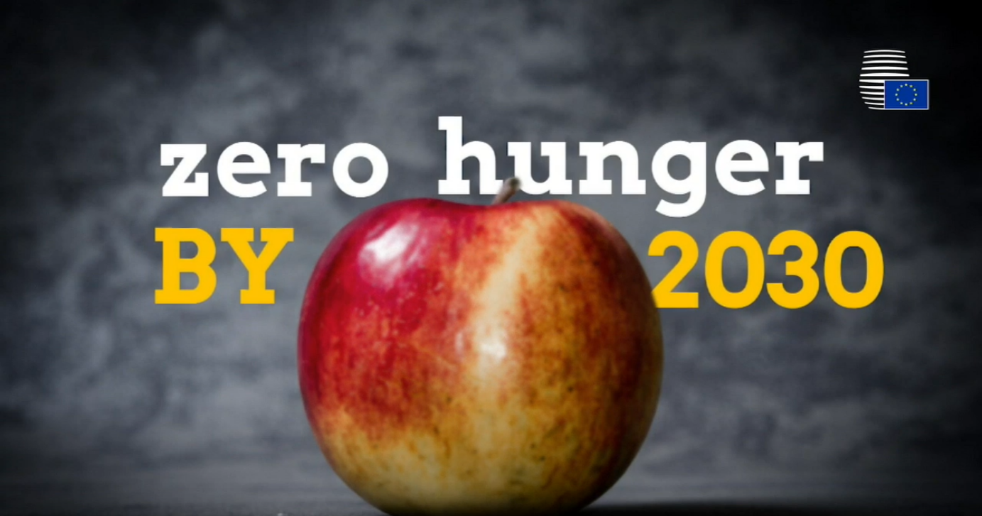 zero hunger by 2030 text with an apple image
