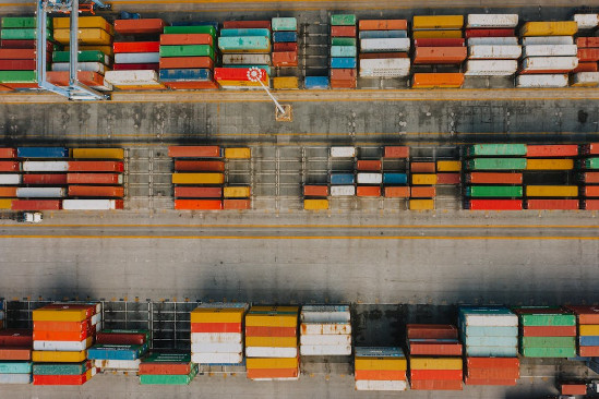 many containers sky view